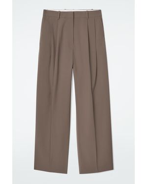 COS Relaxed Twill Wide-leg Trousers - Brown
