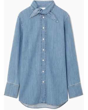 COS Tie-neck DAGGER-COLLAR Denim Shirt - Blue