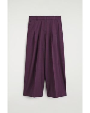 COS Pleated Wool-Blend Wide-Leg Trousers - Purple