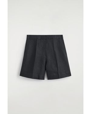 COS Tailored Elasticated Linen Shorts - Blue
