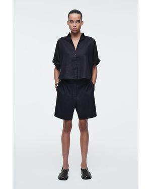 COS Elegante Leinenshorts Mit Elastischem Bund - Blau