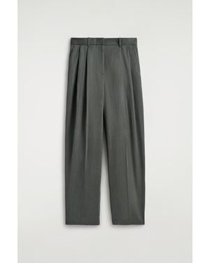 COS Relaxed Fluid Wide-Leg Trousers - Grey