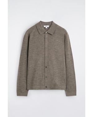 COS Knitted Merino Wool Shirt - Brown