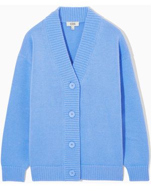 COS Cocooning Wool V-neck Cardigan - Blue
