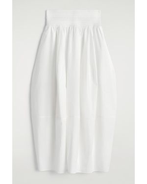 COS Smocked Panelled Midi Skirt - White