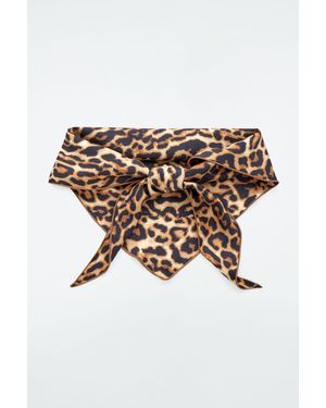 COS Leopard-print Silk Triangle Scarf - Natural