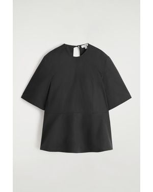 COS Cotton Peplum Top - Black