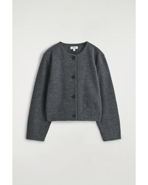 COS Boiled Merino Wool Cardigan - Gray