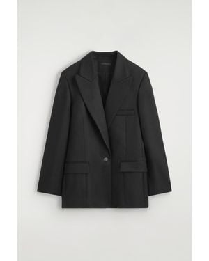 COS Waisted Tailored Wool Blazer - Black