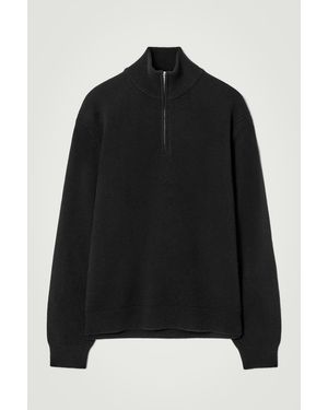 COS Pure Cashmere Half-zip Jumper - Black