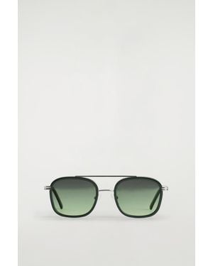 COS Round-Frame Aviator Sunglasses - Green