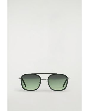 COS Round-Frame Aviator Sunglasses - Green