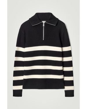 COS Merino Wool Half-Zip Jumper - Black