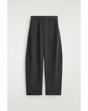COS Wool-Blend Barrel-Leg Trousers - Grey