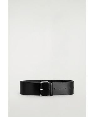 COS Wide Leather Belt - White