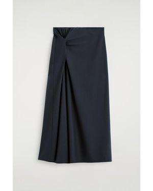 COS Twist-Detail Jersey Midi Skirt - Blue
