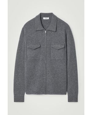 COS Cashmere Zipped Overshirt - Grey
