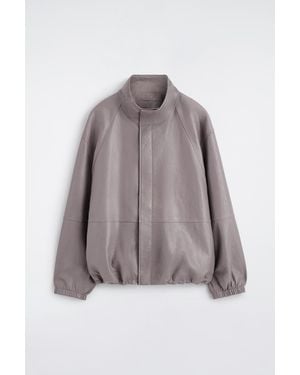 COS Leather Blouson Jacket - Brown