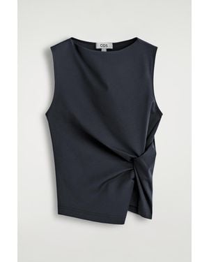 COS Twist-Detail Jersey Top - Blue