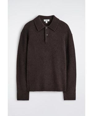 COS Brushed-Wool Polo Shirt - Black