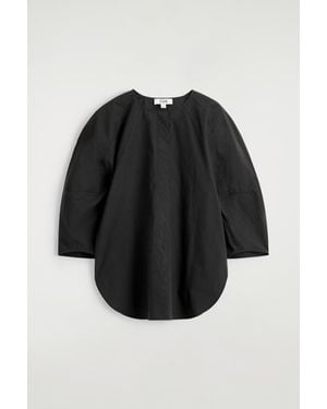 COS Sculptural Pima Cotton-Poplin Blouse - Black