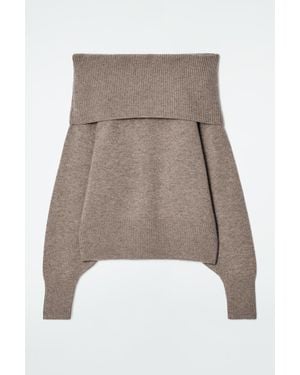 COS Off-The-Shoulder Merino Wool Jumper - Natural