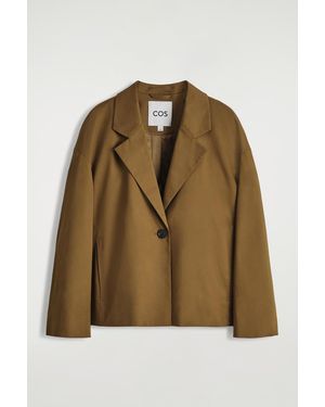 COS Single-Button Cotton Blazer - Natural