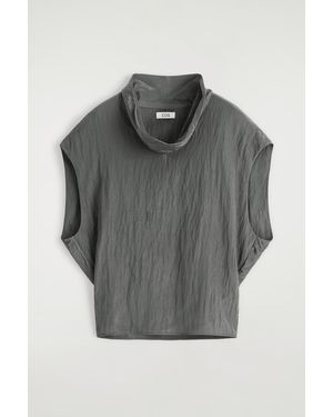 COS Crinkled-Satin Top - Gray