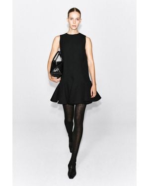 COS Minikleid Aus Twill Aus Woll-Mix Mit Schösschen - Schwarz