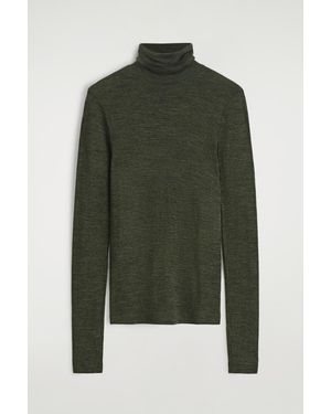 COS Merino Wool Turtleneck Top - Green