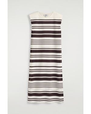 COS Folded-Shoulder Cotton-Jersey Midi Dress - Grey