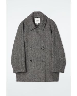 COS Oversized Double-breasted Wool Pea Coat - Gray