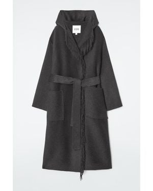 COS Fringed Double-faced Wool Coat - Black