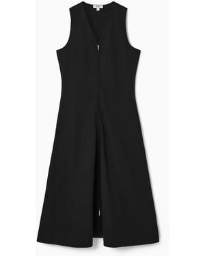 COS Midikleid Mit V-ausschnitt Und Reissverschluss - Schwarz