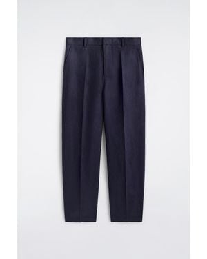 COS Relaxed Linen Tapered Trousers - Blue