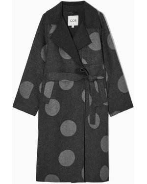 COS Oversized Polka-dot Wool Coat - Black