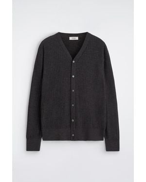 COS Ribbed Fine Merino Wool V-Neck Cardigan - Black