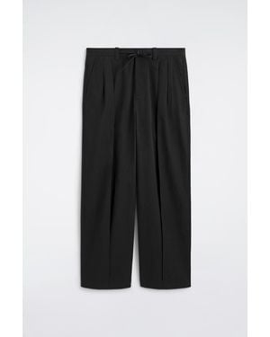 COS Cotton Relaxed Wide-Leg Drawstring Trousers - Black
