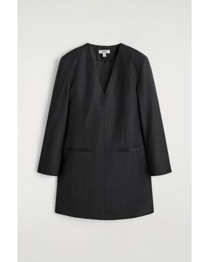 COS Wool-Flannel Tuxedo Dress - Black