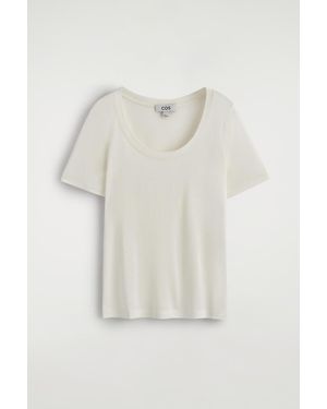 COS Slim Silk T-Shirt - White