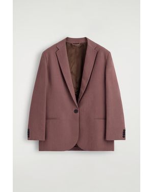 COS Linen-Blend Single-Breasted Blazer - Brown