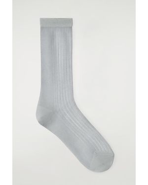 COS Ribbed Sheer Socks - White