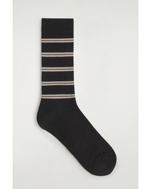 COS Striped Ribbed Cotton Socks - Black
