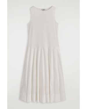 COS Boat-Neck Cotton A-Line Midi Dress - White