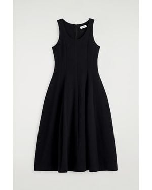 COS Sculpted Cotton Midi Dress - Black