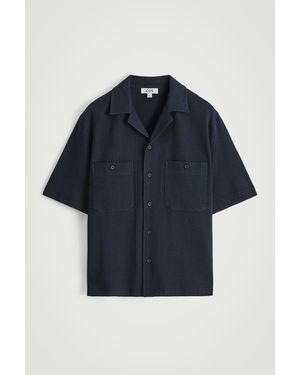 COS Cotton-Seersucker Resort Shirt - Blue