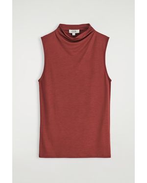 COS Draped Turtleneck Tank Top - Red