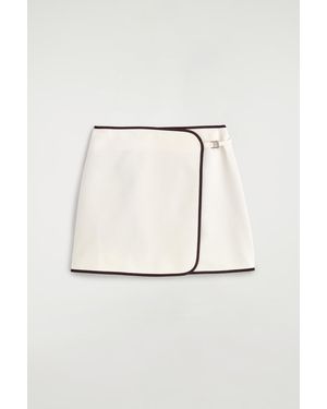 COS Contrast-Trimmed Mini Wrap Skirt - Natural
