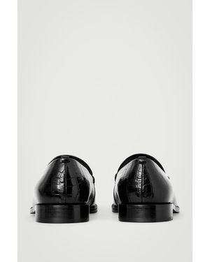 COS Croc-Effect Leather Loafers - Black