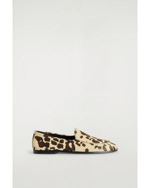 COS Animal-Print Pony-Hair Effect Leather Loafers - White